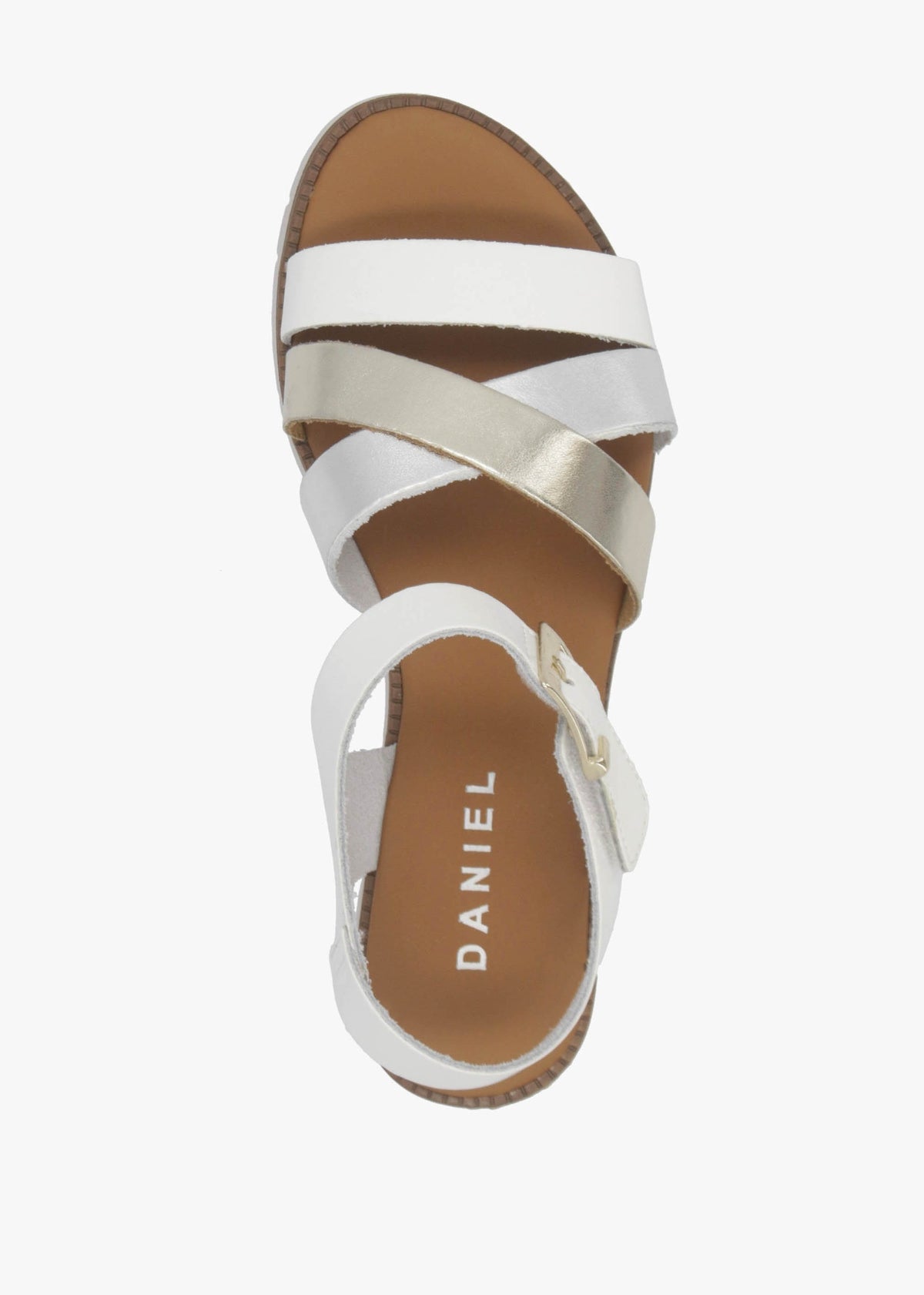 Lindy White Leather Multi Cross Strap Sandals