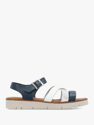 Lindy Navy Leather Multi Cross Strap Sandals