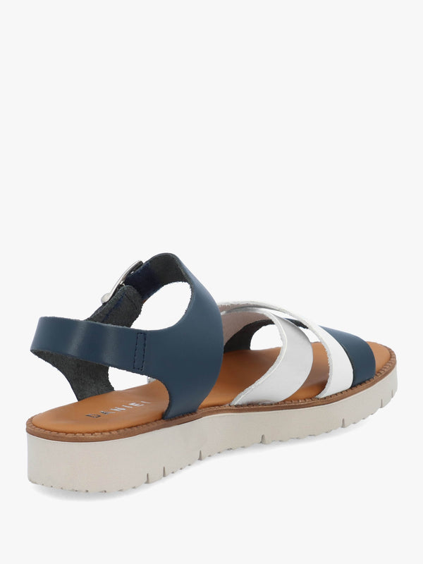 Lindy Navy Leather Multi Cross Strap Sandals