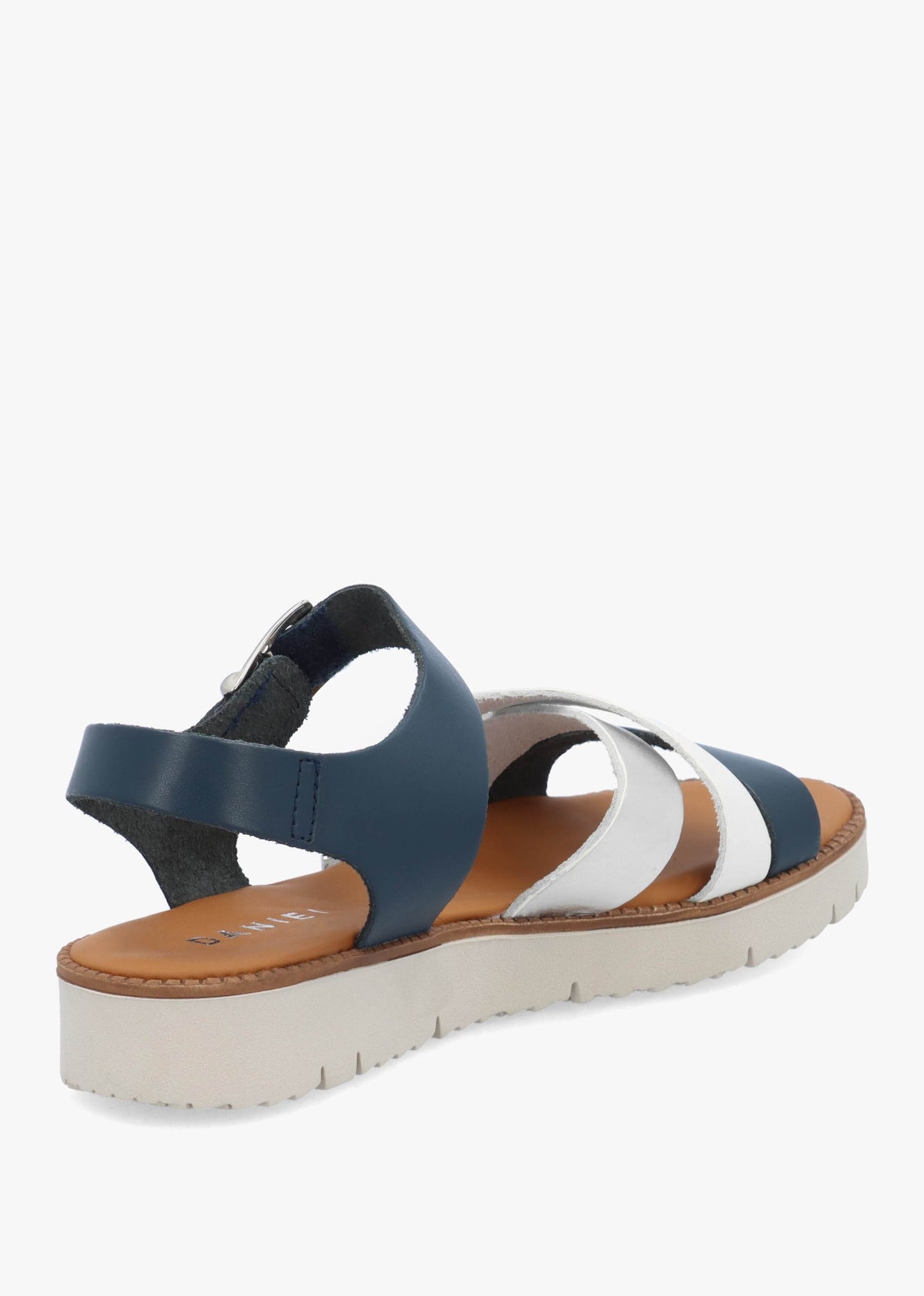 Lindy Navy Leather Multi Cross Strap Sandals