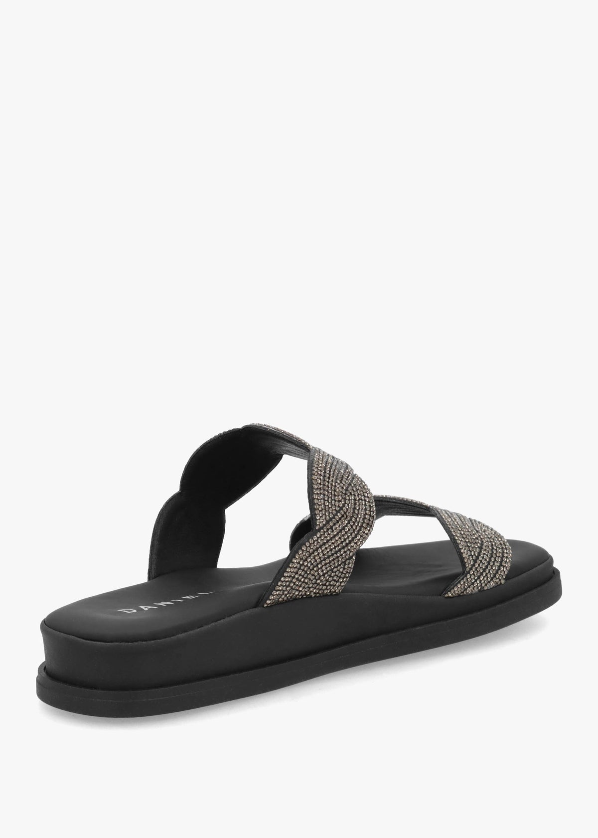Larkle Black Diamante Swirl Flat Mules