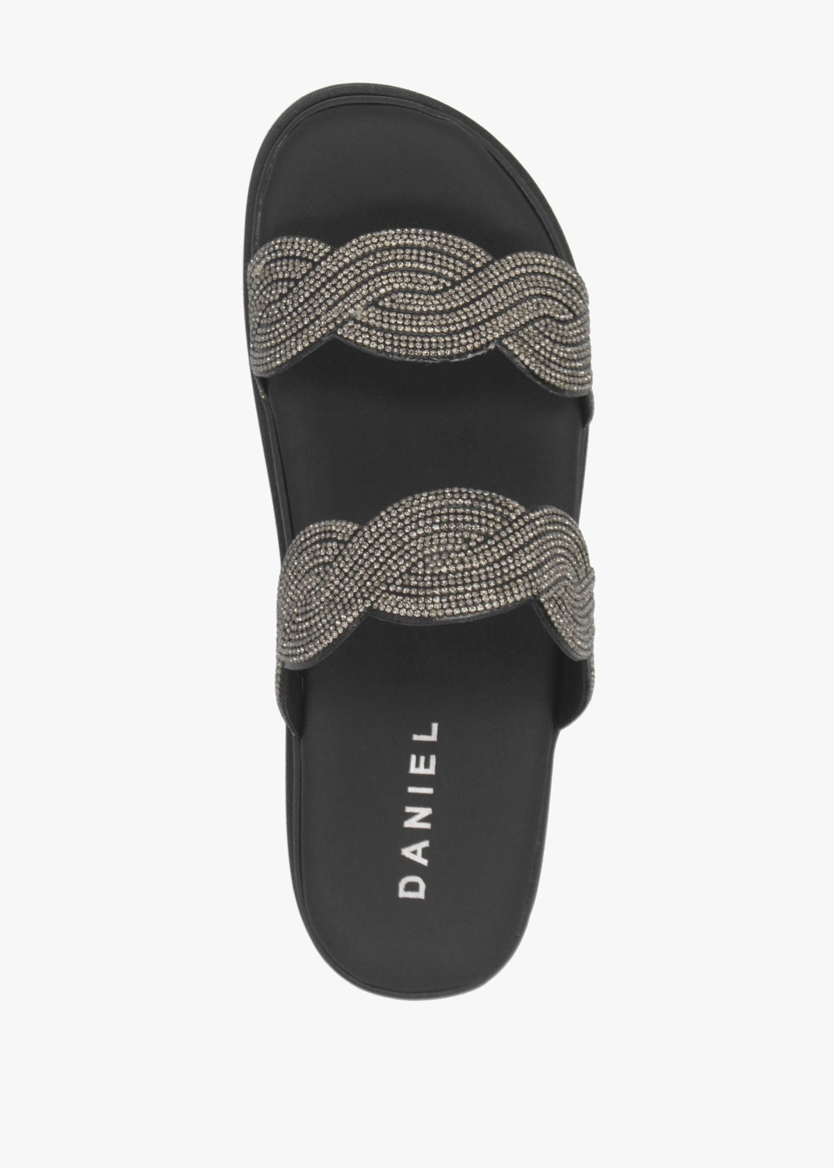 Larkle Black Diamante Swirl Flat Mules