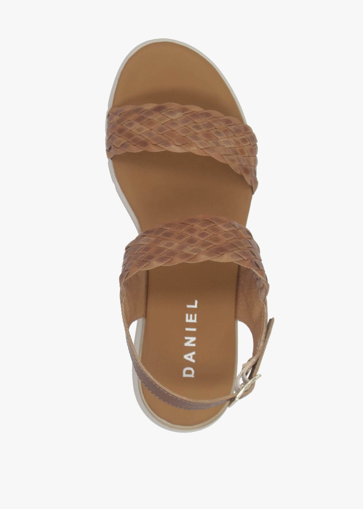 Lait Tan Leather Woven Sling Back Low Wedge Sandals