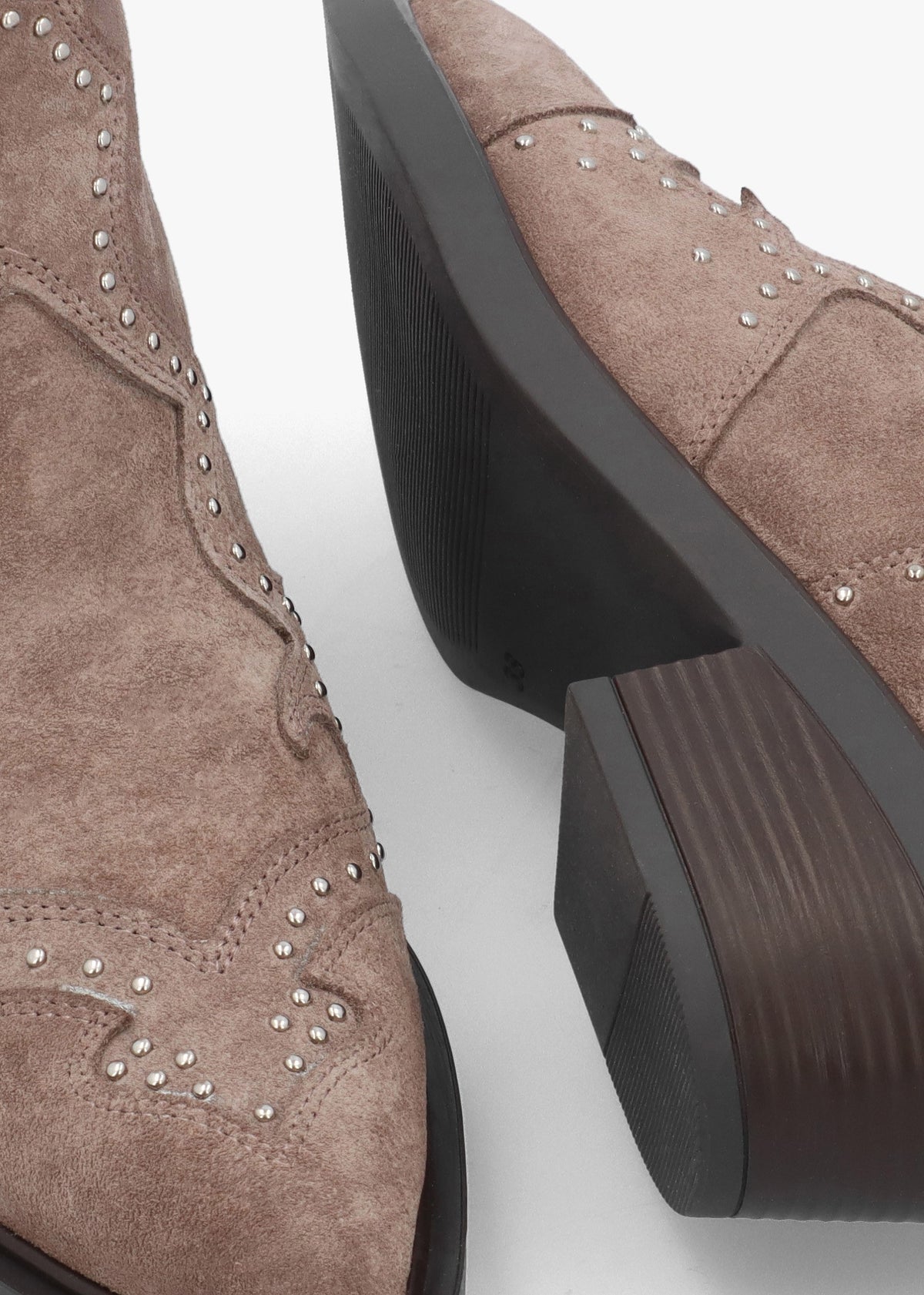 Ikmos Taupe Suede Studded Western Ankle Boots