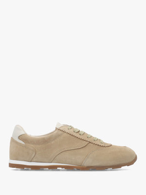 Geeki Beige Suede Low Profile Trainers