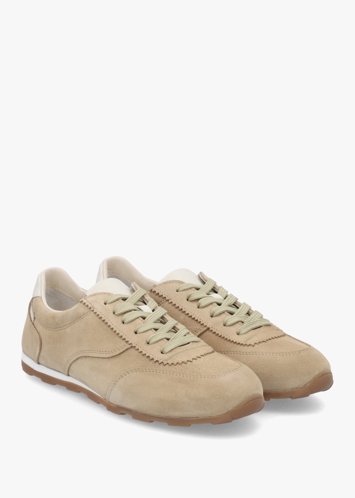 Geeki Beige Suede Low Profile Trainers