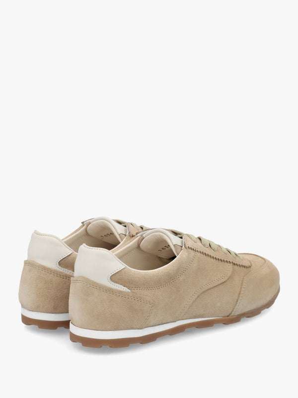 Geeki Beige Suede Low Profile Trainers