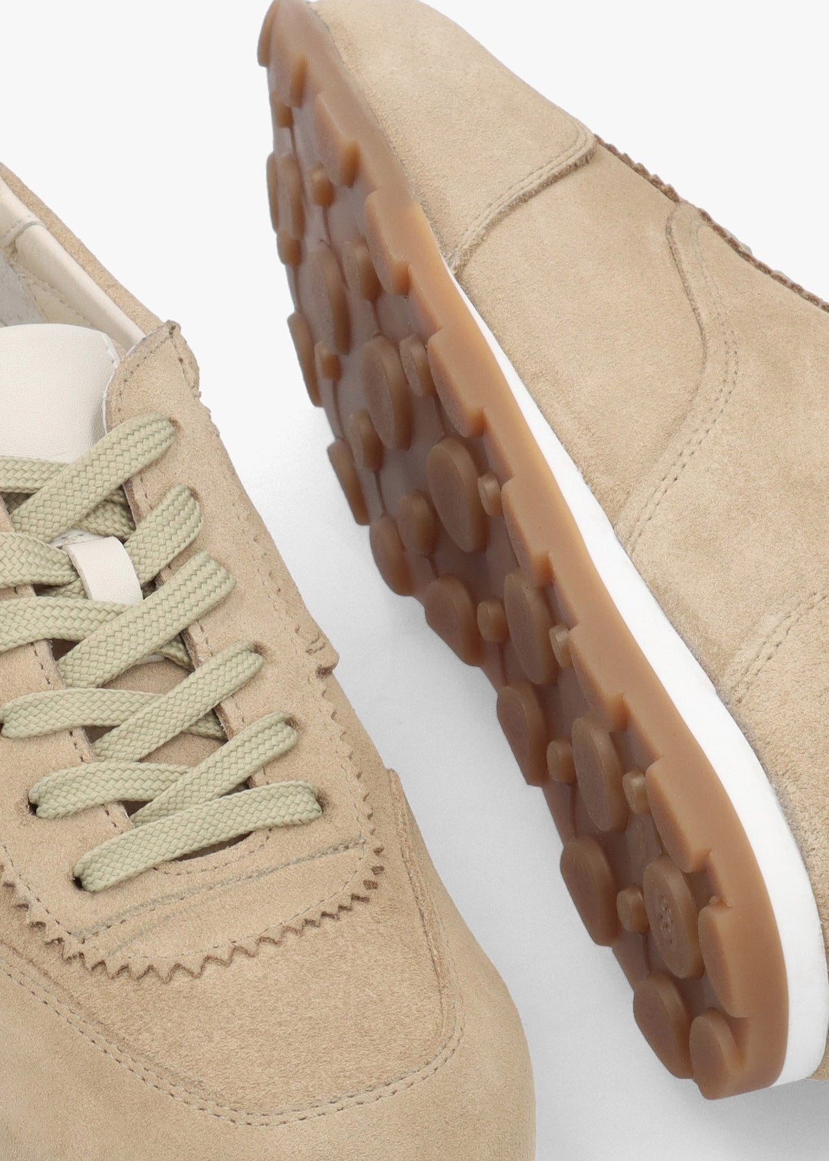 Geeki Beige Suede Low Profile Trainers