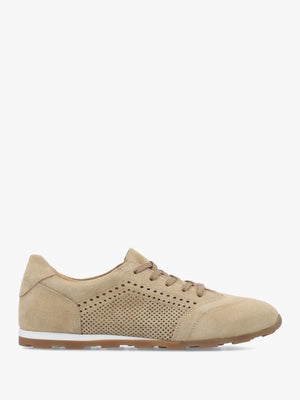 Ginny Beige Suede Perforated Low Profile Trainers