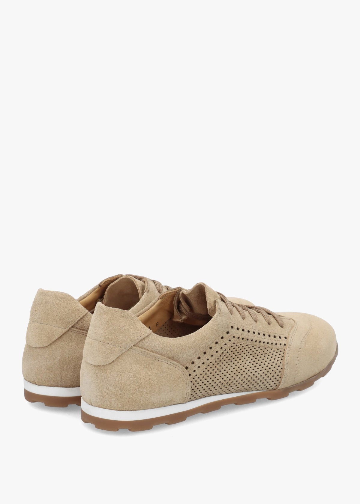 Ginny Beige Suede Perforated Low Profile Trainers