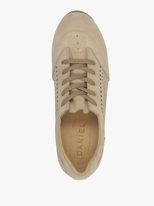 Ginny Beige Suede Perforated Low Profile Trainers