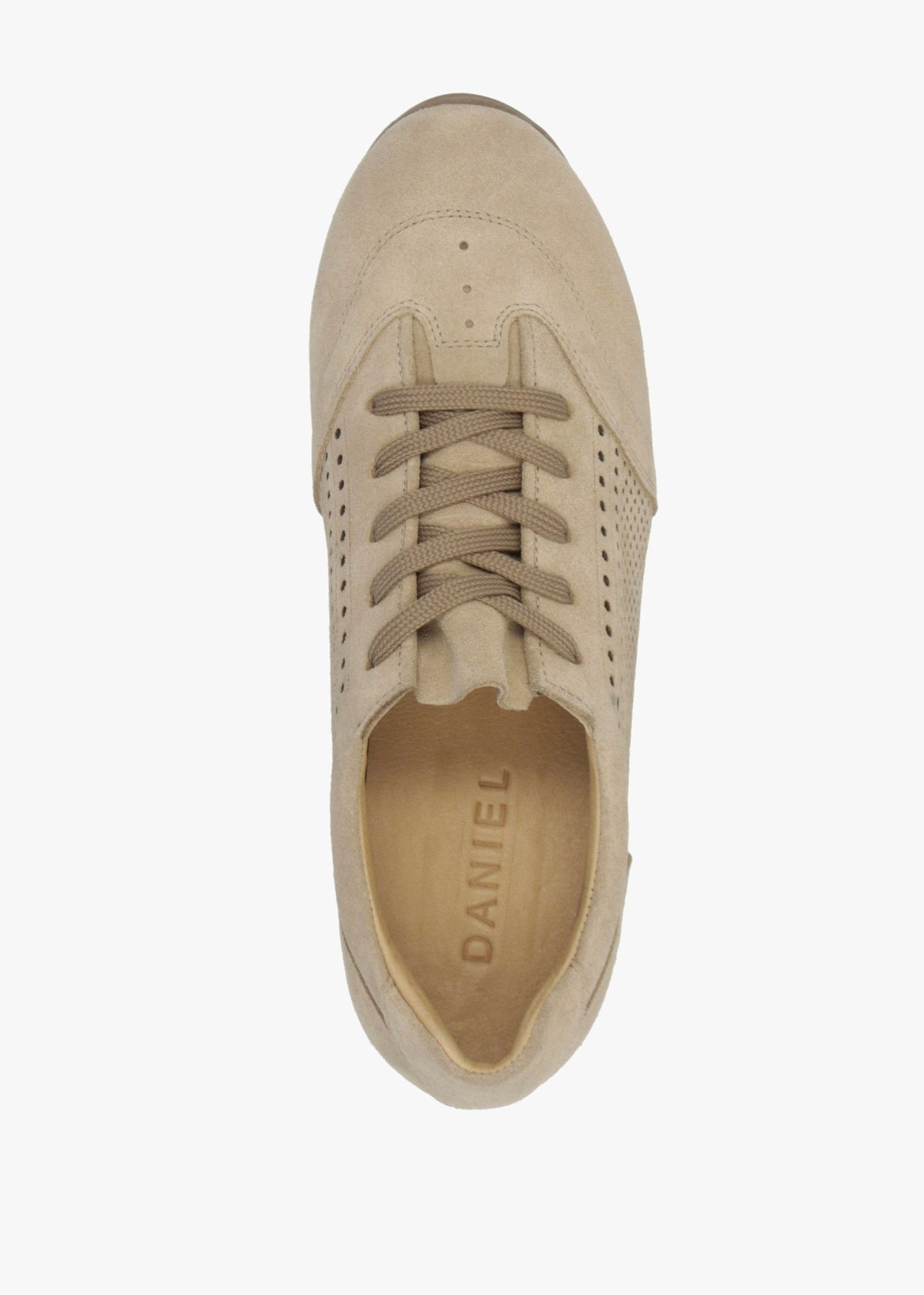 Ginny Beige Suede Perforated Low Profile Trainers