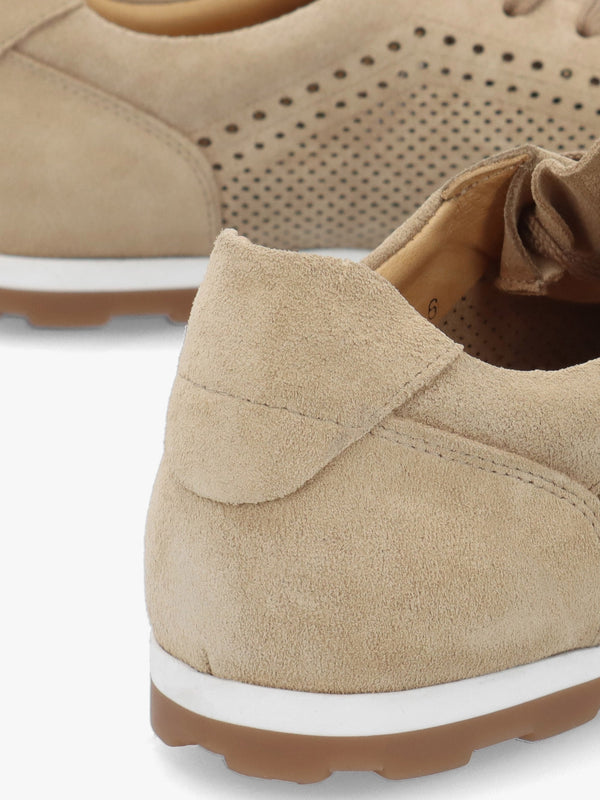 Ginny Beige Suede Perforated Low Profile Trainers