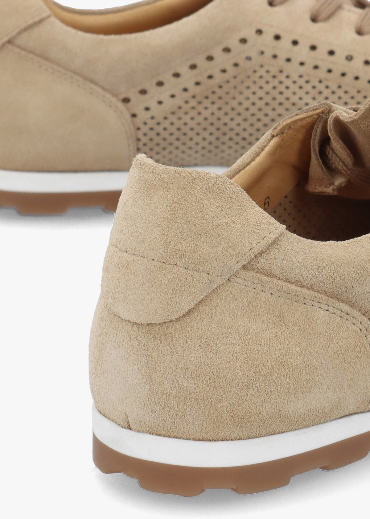 Ginny Beige Suede Perforated Low Profile Trainers