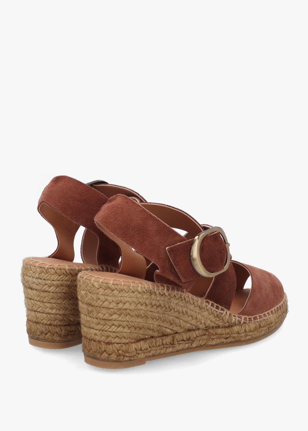Juckle Tan Suede Cross Strap Wedge Espadrilles
