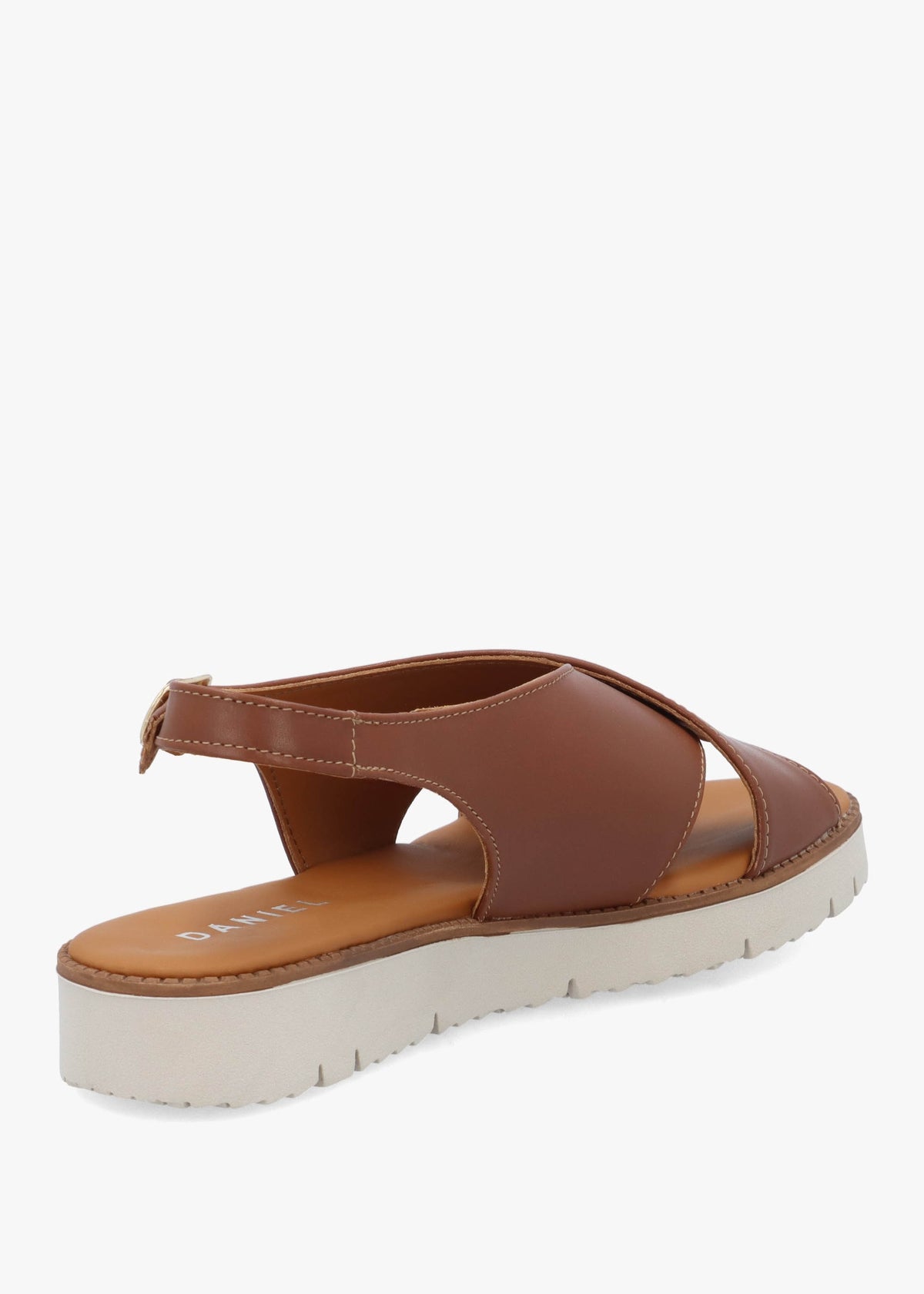 Livia Tan Leather Cross Strap Sandals