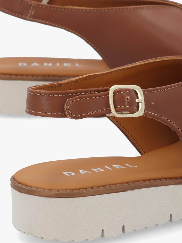 Livia Tan Leather Cross Strap Sandals