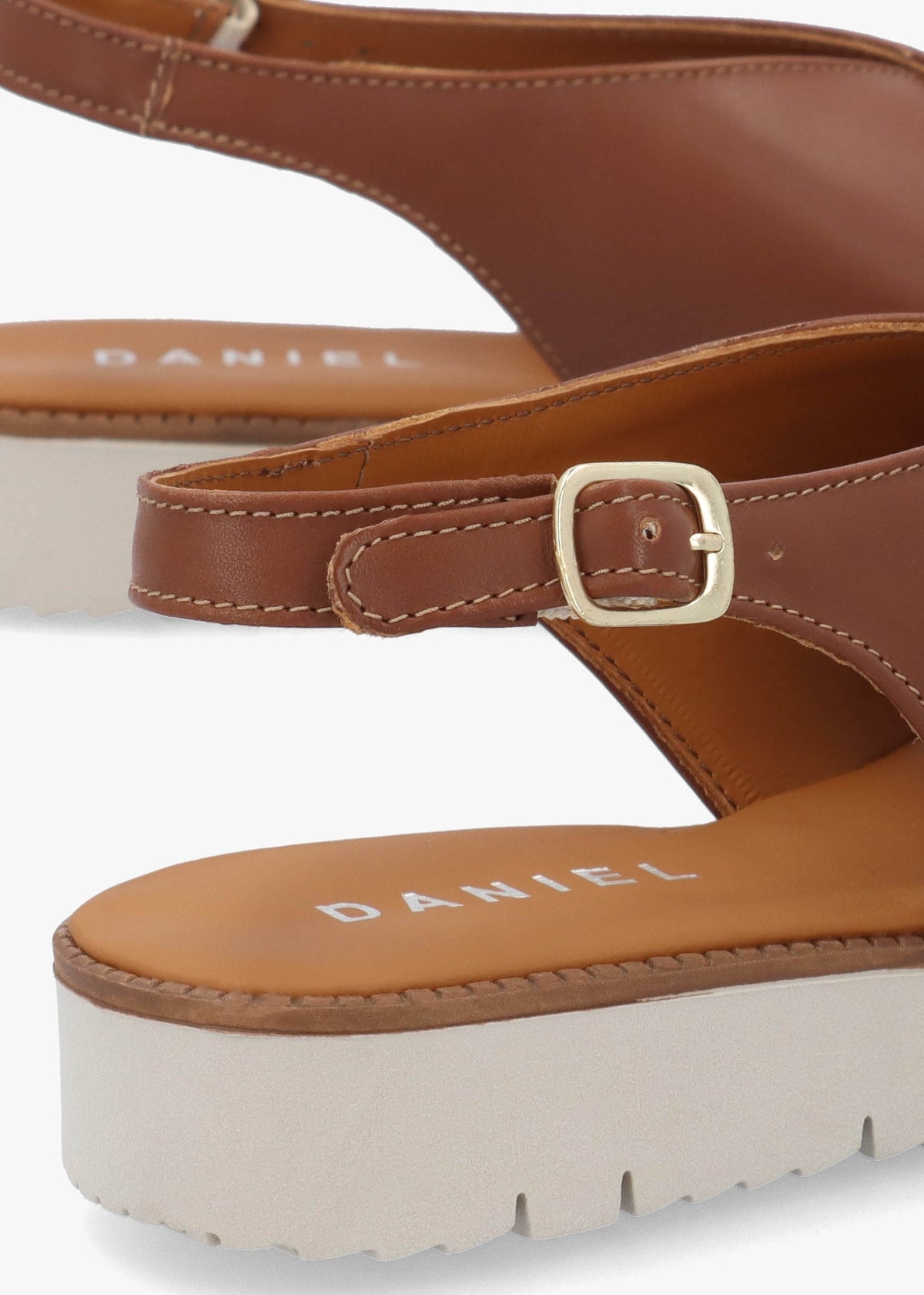 Livia Tan Leather Cross Strap Sandals