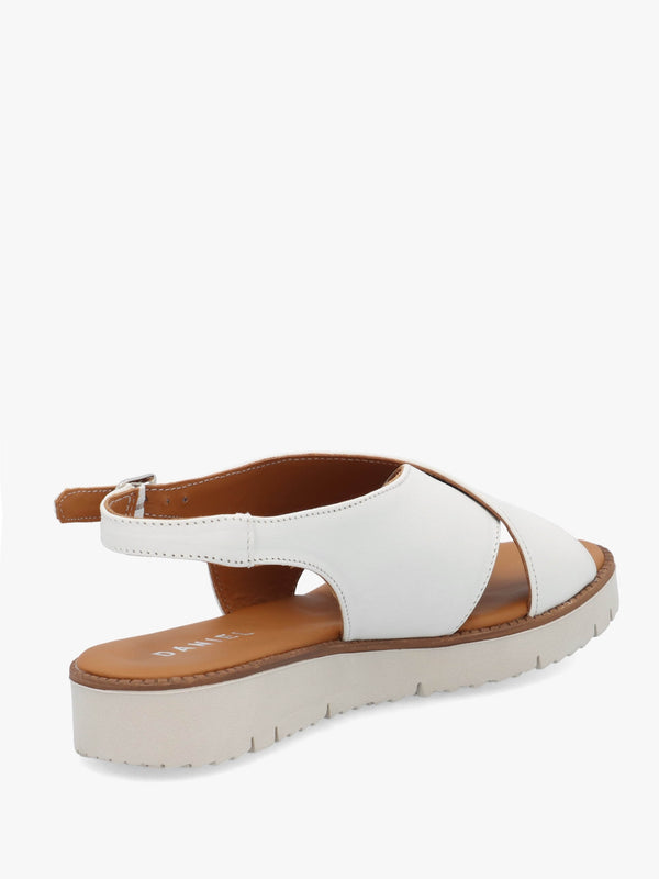 Livia White Leather Cross Strap Sandals