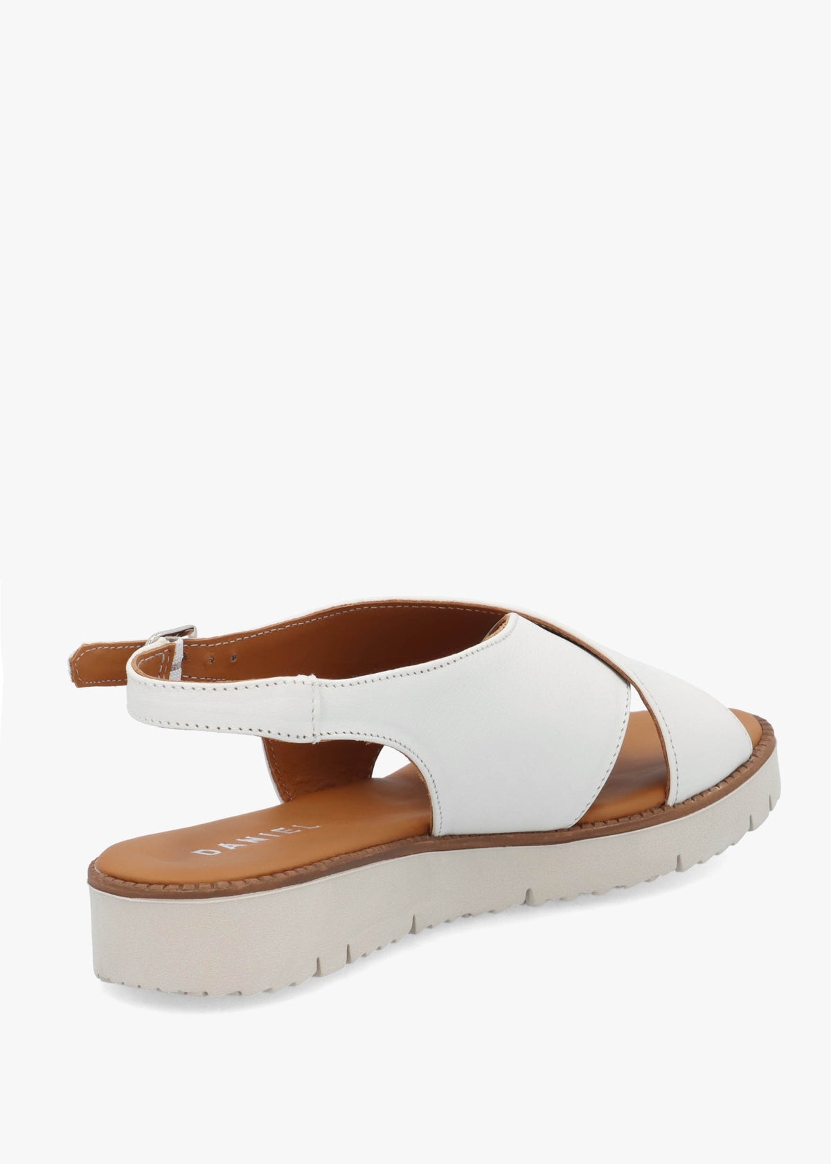 Livia White Leather Cross Strap Sandals