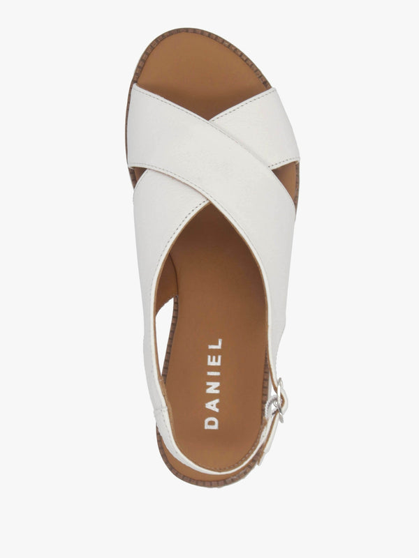 Livia White Leather Cross Strap Sandals