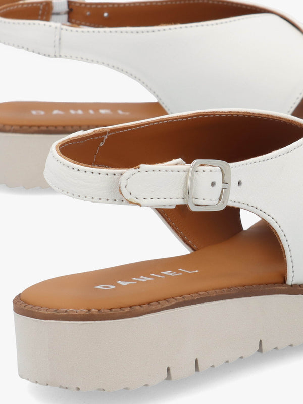 Livia White Leather Cross Strap Sandals