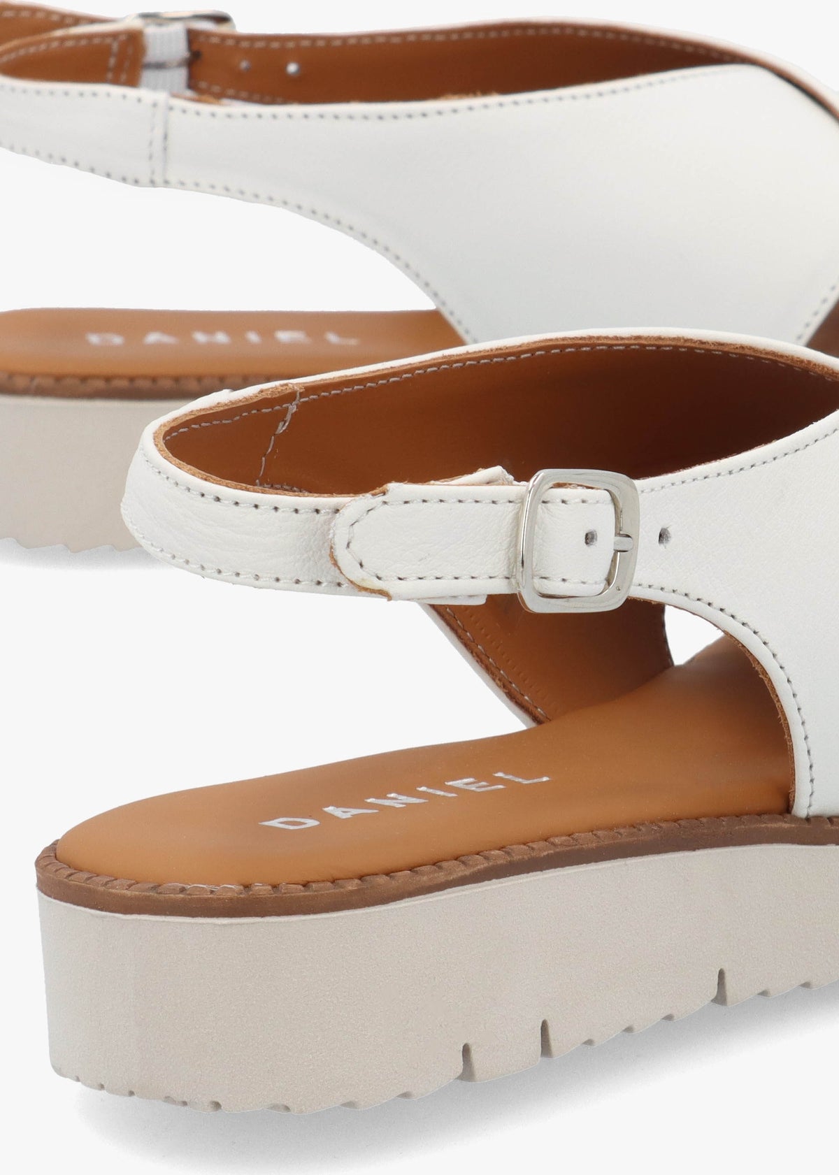 Livia White Leather Cross Strap Sandals