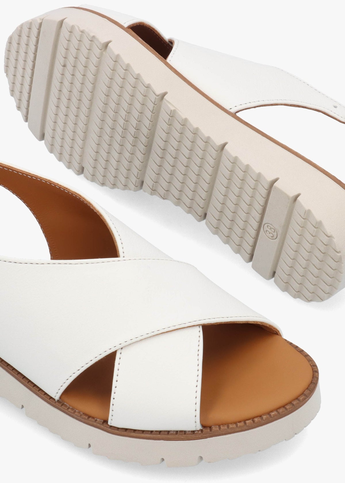 Livia White Leather Cross Strap Sandals