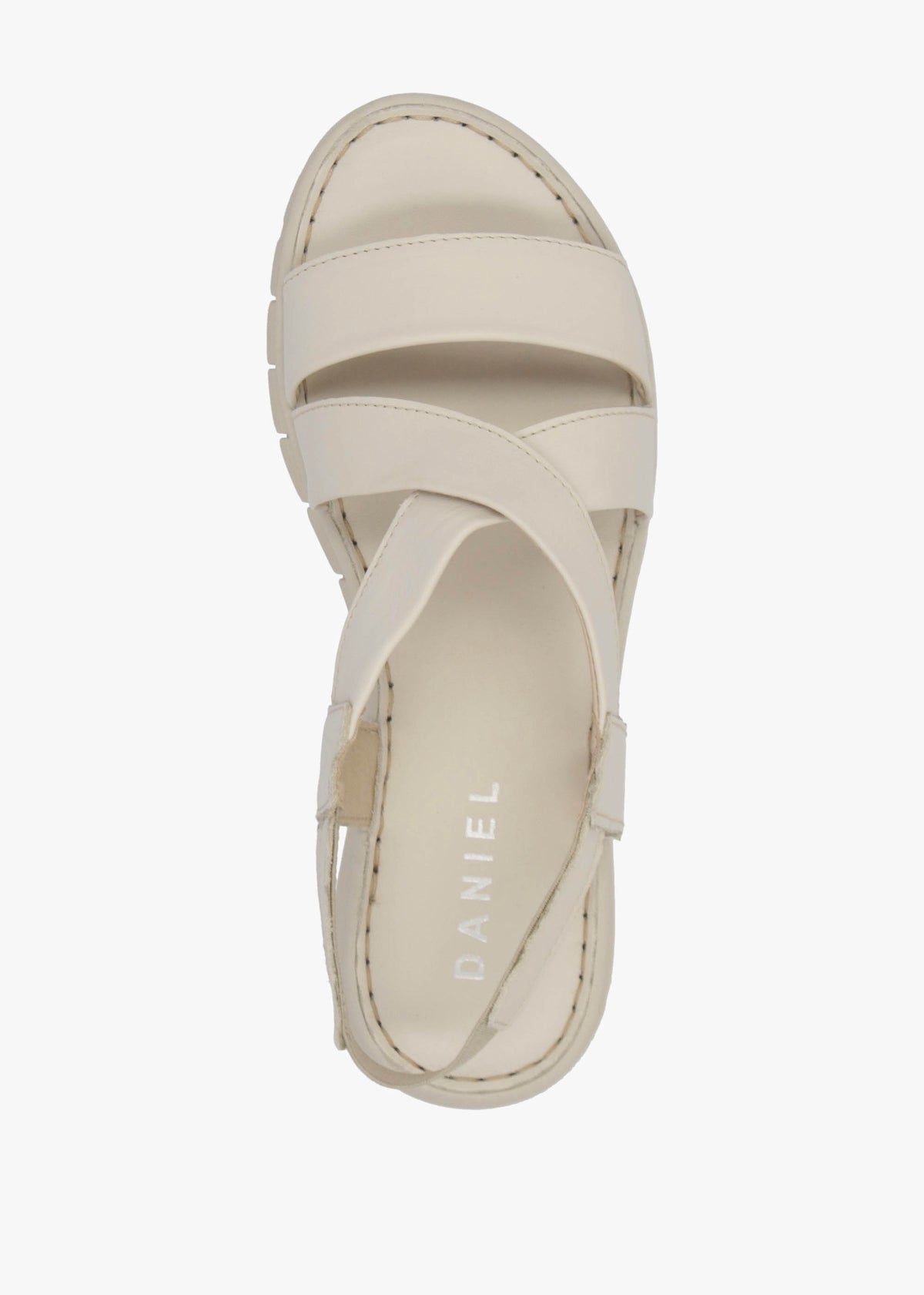 Luana Beige Leather Cross Strap Sporty Low Wedge Sandals