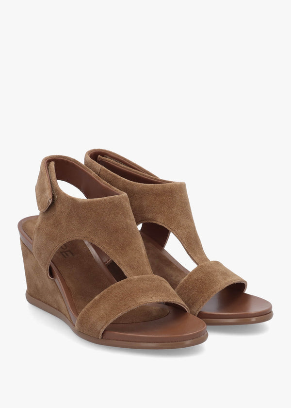 Alack Tan Suede Wedge Sandals