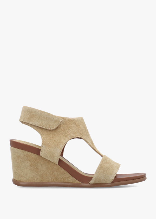Alack Beige Suede Wedge Sandals