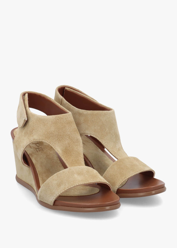 Alack Beige Suede Wedge Sandals