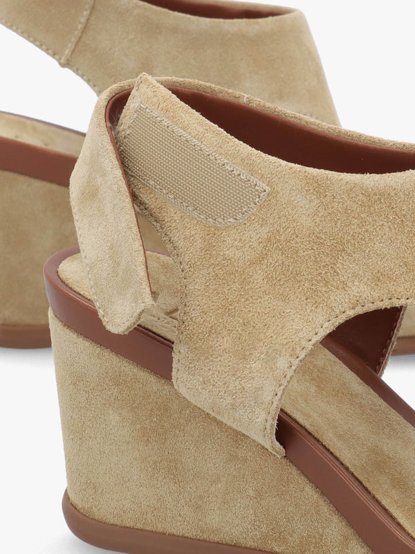 Alack Beige Suede Wedge Sandals