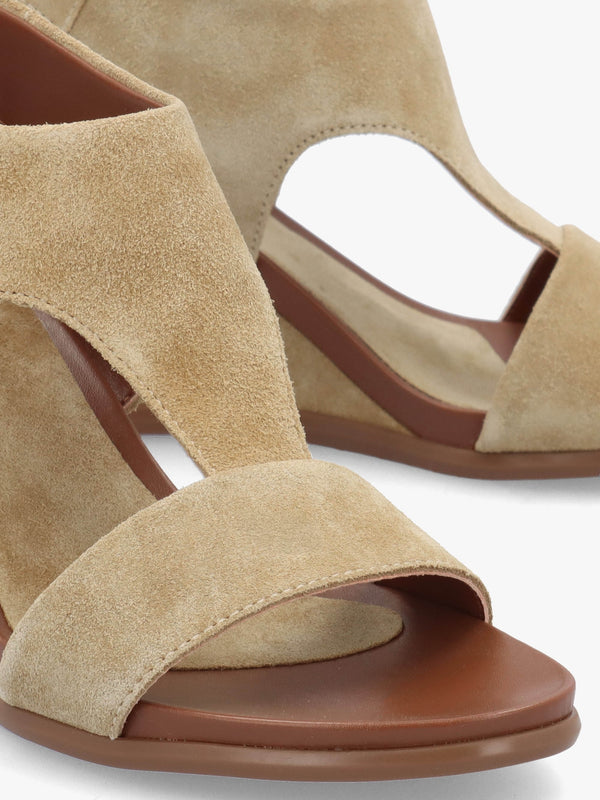 Alack Beige Suede Wedge Sandals