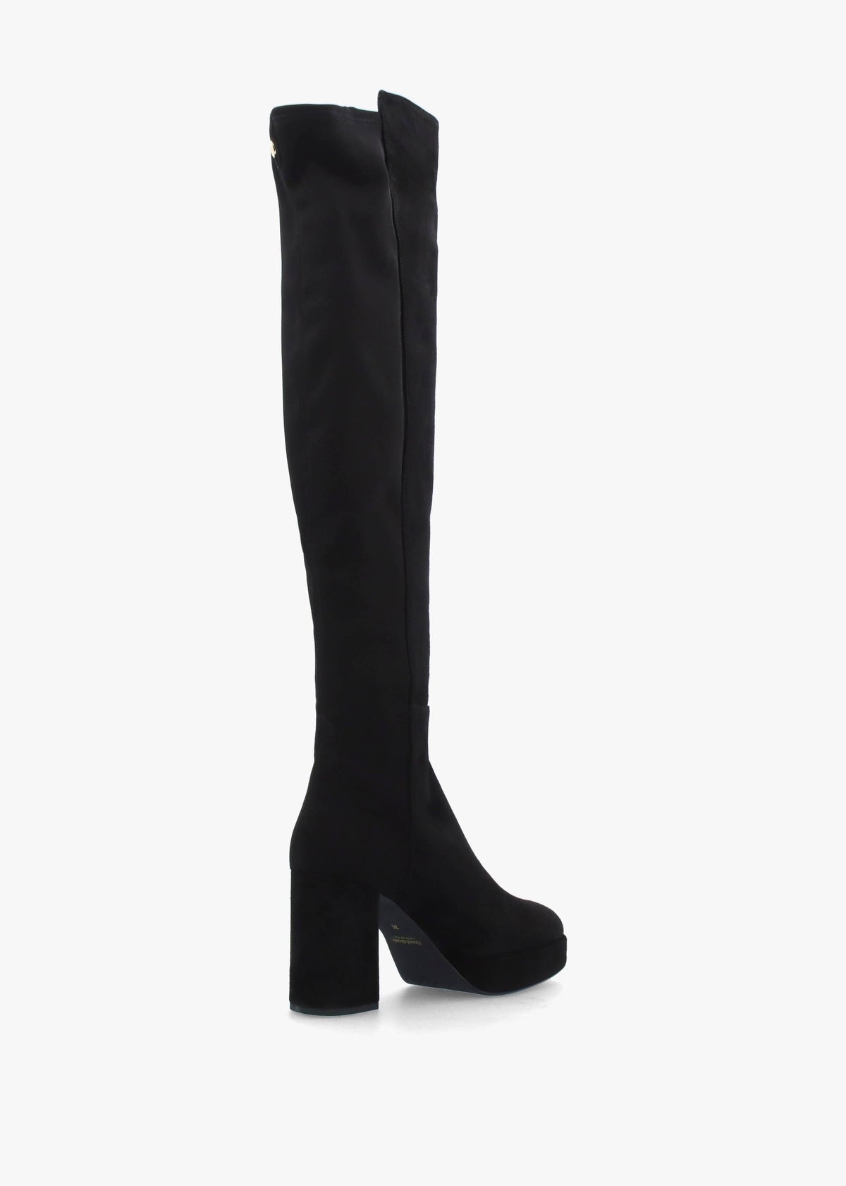 Honey Black Suede Block Heeled Platform Over The Knee Boots