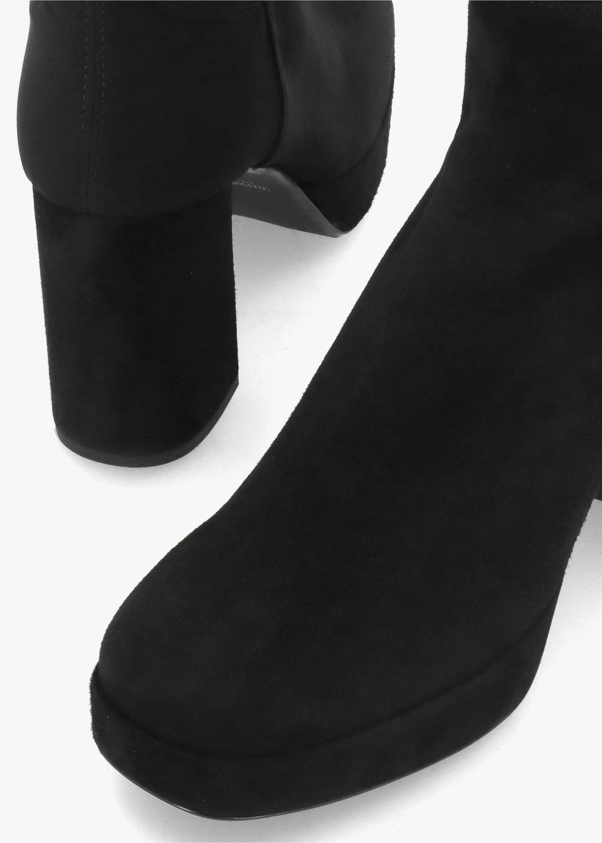 Honey Black Suede Block Heeled Platform Over The Knee Boots