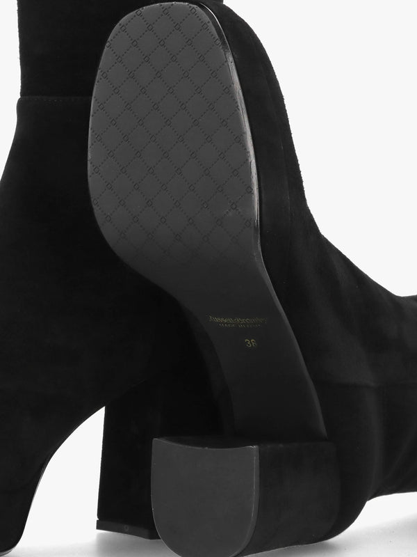 Honey Black Suede Block Heeled Platform Over The Knee Boots