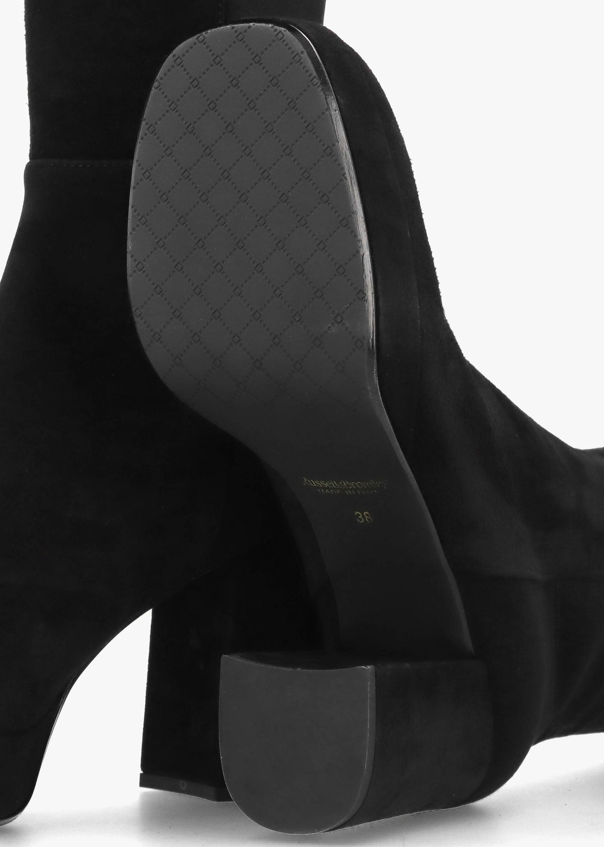Honey Black Suede Block Heeled Platform Over The Knee Boots