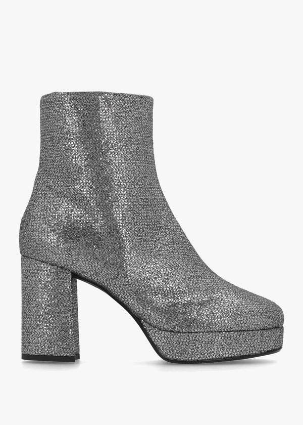 Honey Pewter Glitter Platform Heeled Boots