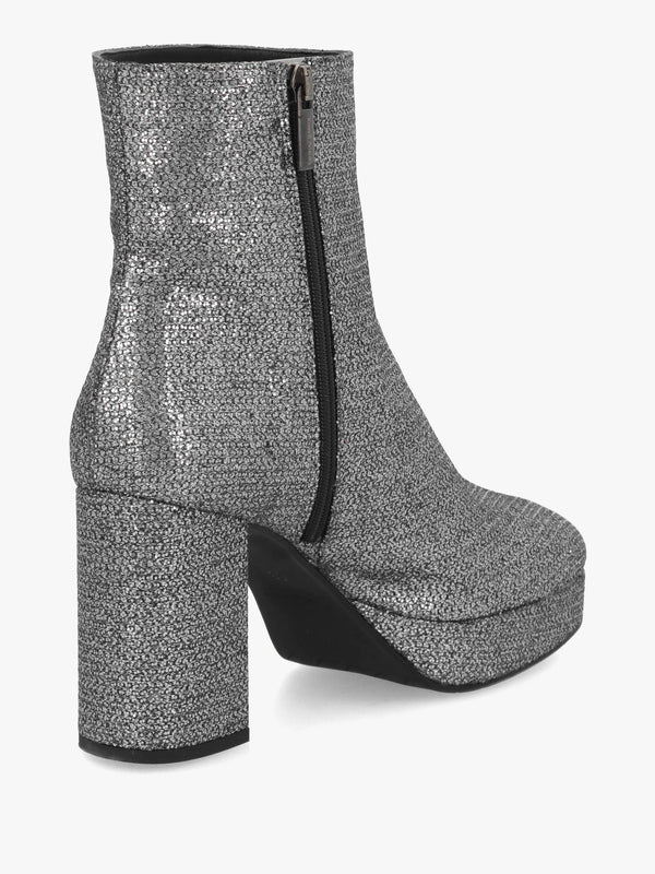 Honey Pewter Glitter Platform Heeled Boots