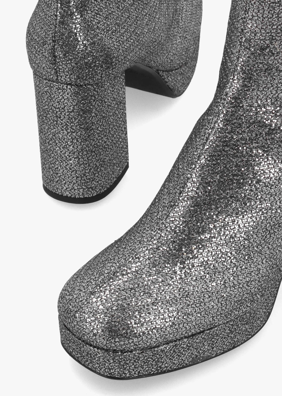 Honey Pewter Glitter Platform Heeled Boots