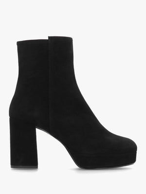 Honey Black Suede Platform Heeled Boots
