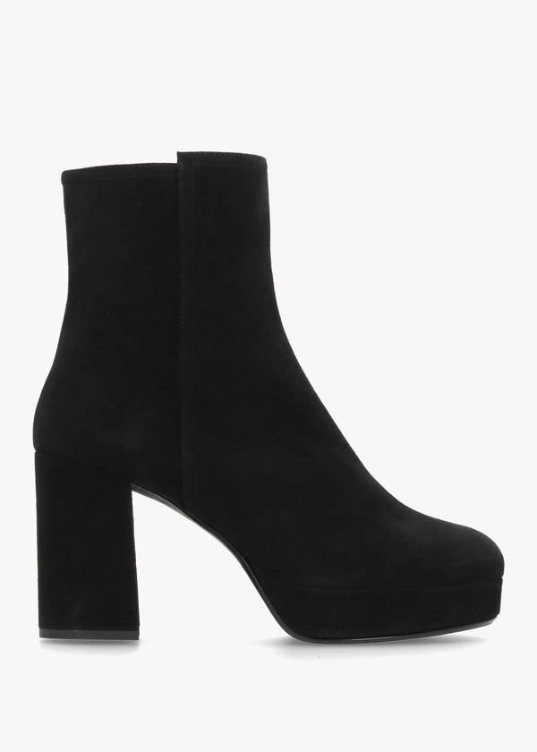 Honey Black Suede Platform Heeled Boots