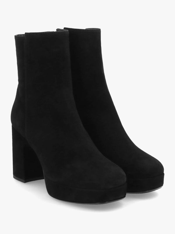 Honey Black Suede Platform Heeled Boots