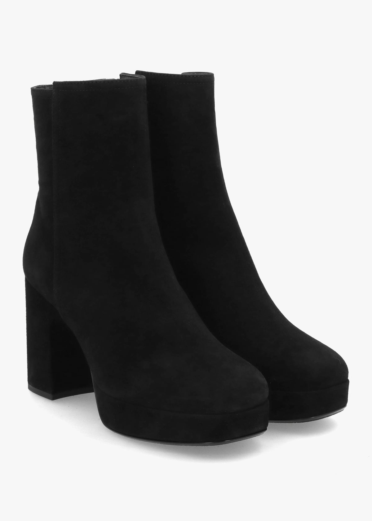 Honey Black Suede Platform Heeled Boots