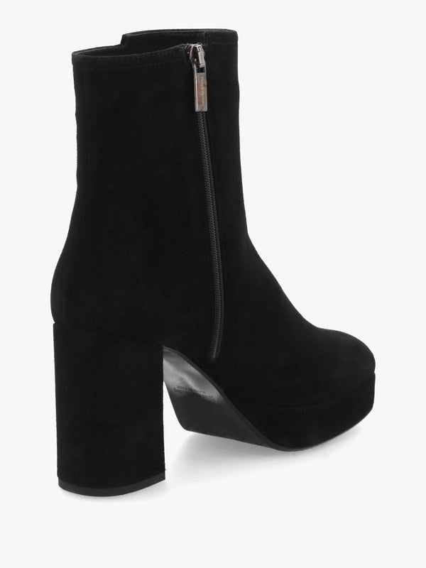 Honey Black Suede Platform Heeled Boots