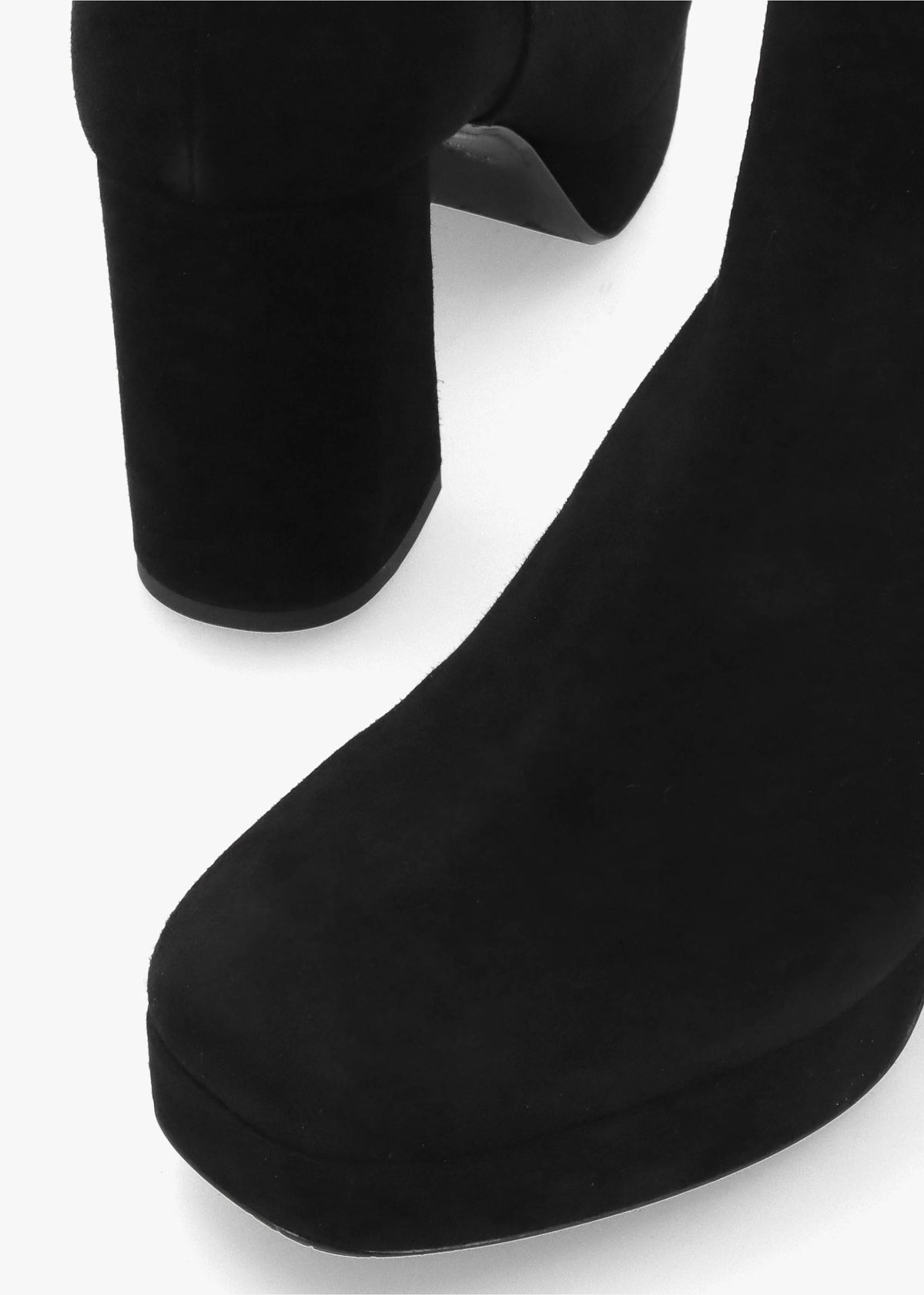 Honey Black Suede Platform Heeled Boots