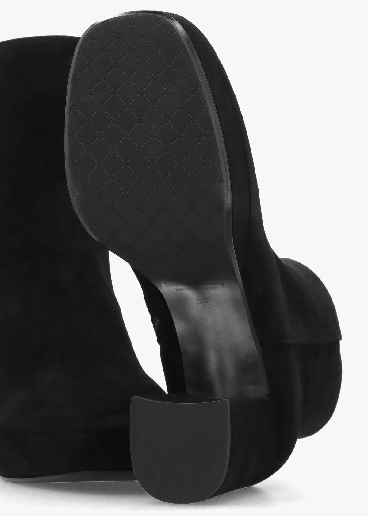 Honey Black Suede Platform Heeled Boots