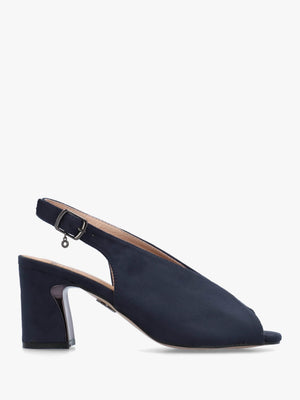 Love Navy Block Heel Sling Back Sandals