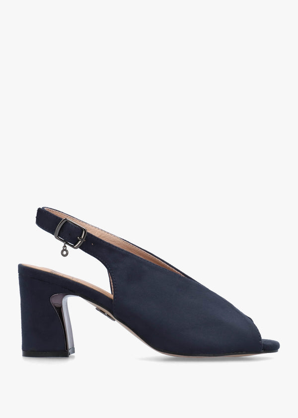 Love Navy Block Heel Sling Back Sandals
